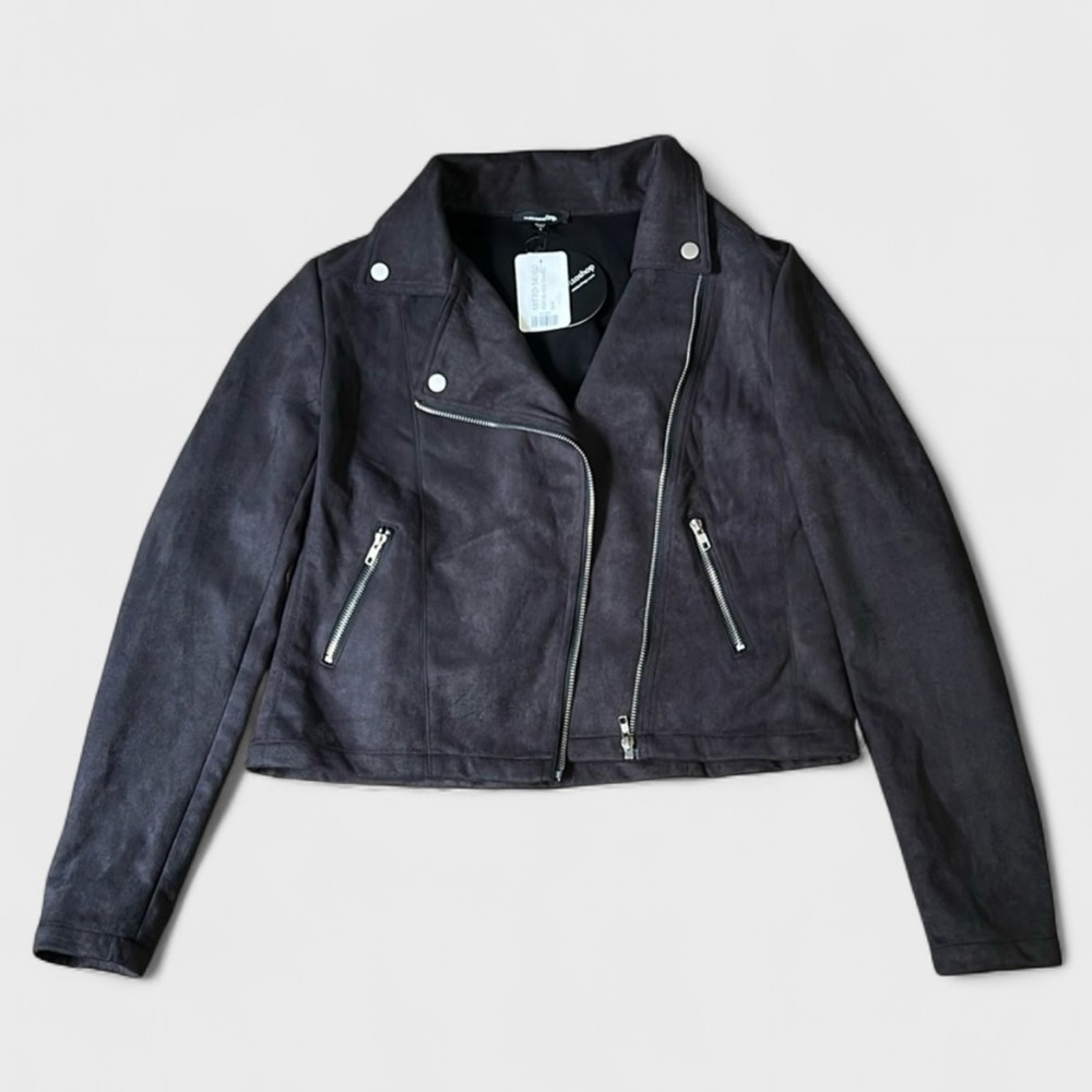 Mittoshop Jaylee Faux Suede Black Moto Jacket. NWT. Women’s Small